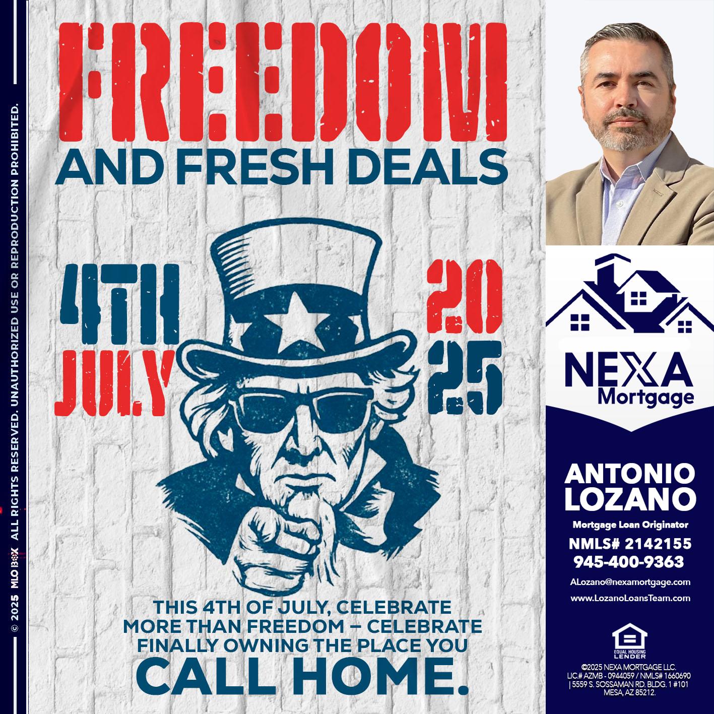 FREEDOM - Antonio Lozano -Mortgage Loan Originator