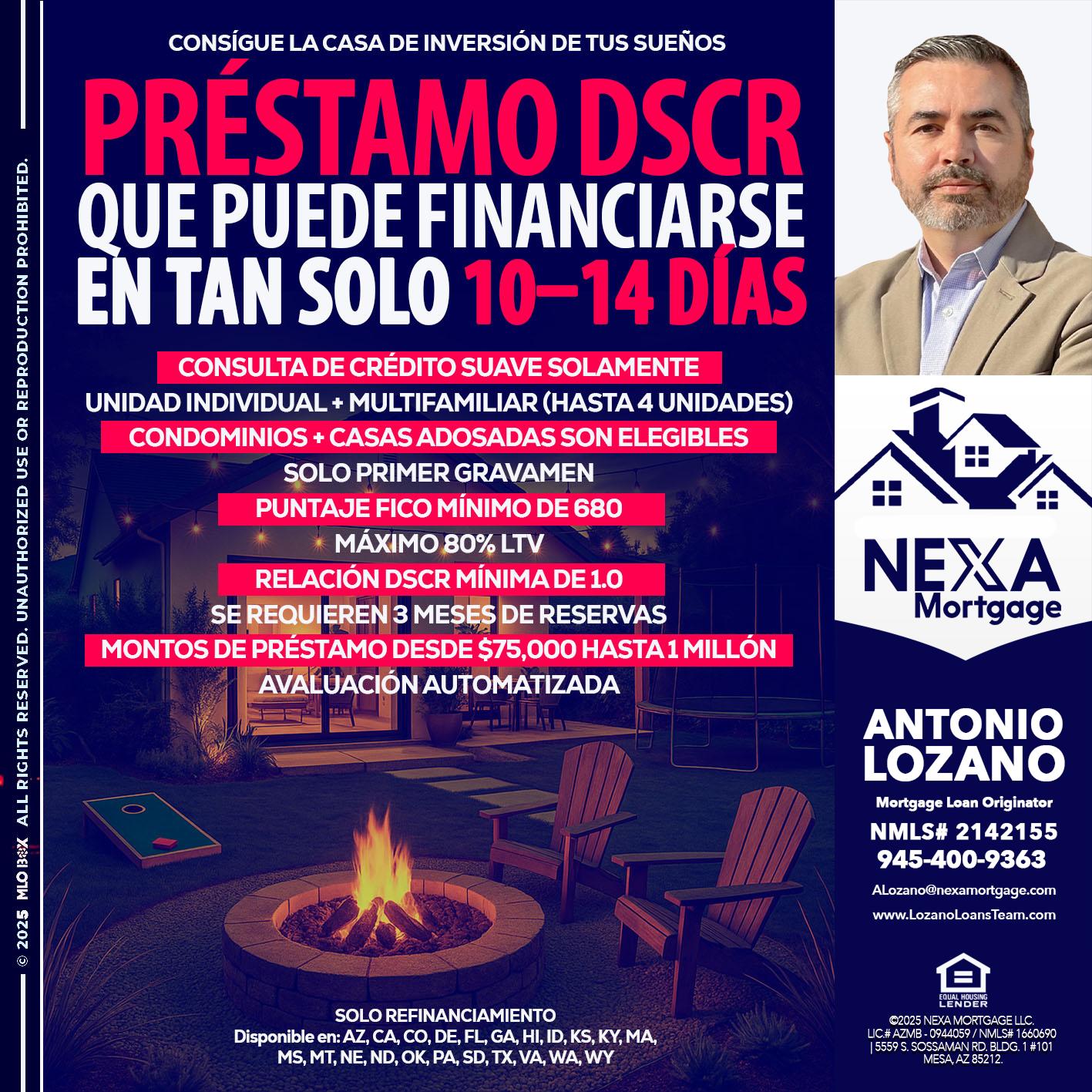 PRESTAMOS DSCR - Antonio Lozano -Mortgage Loan Originator