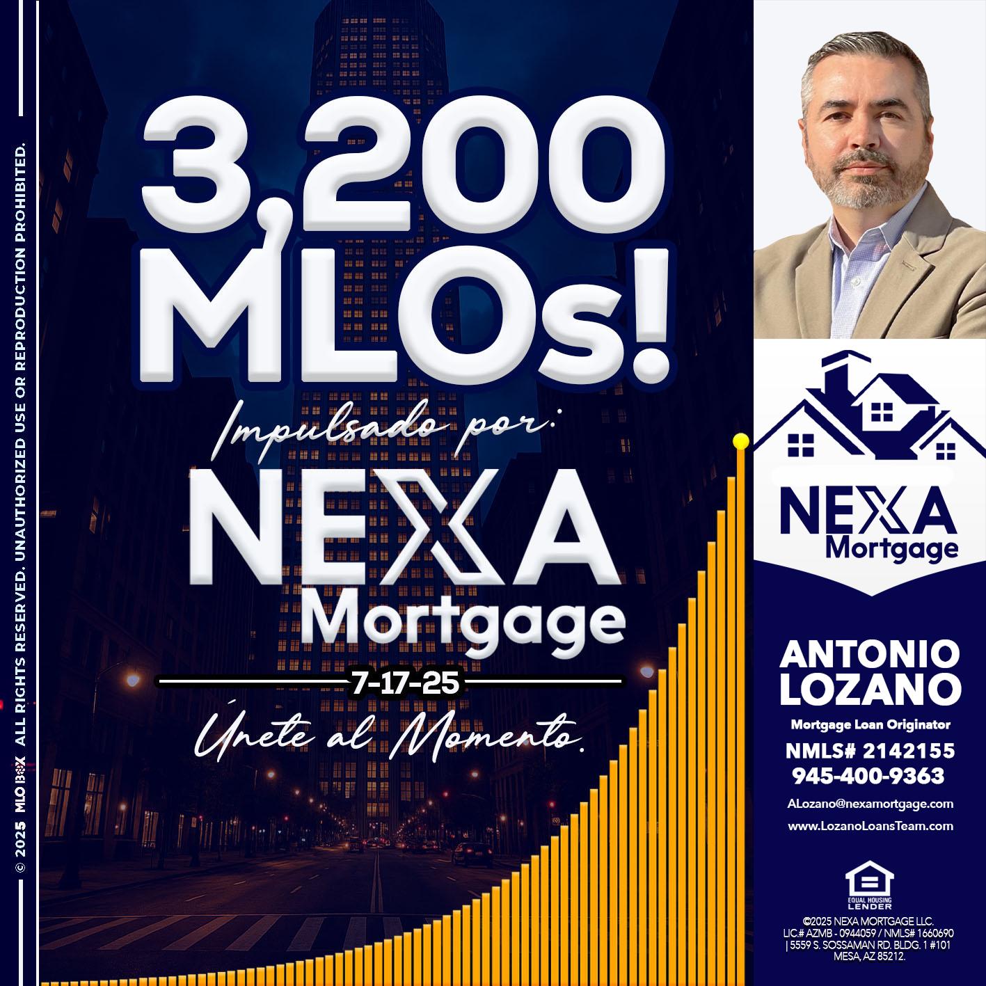 3,200 MLOs - Antonio Lozano -Mortgage Loan Originator