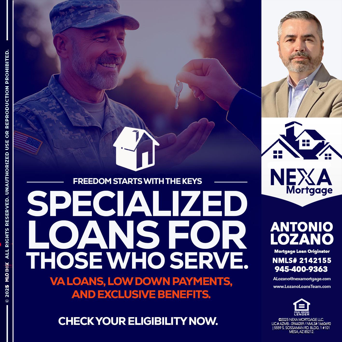 SPECIALIZED LOANS - Antonio Lozano -Mortgage Loan Originator