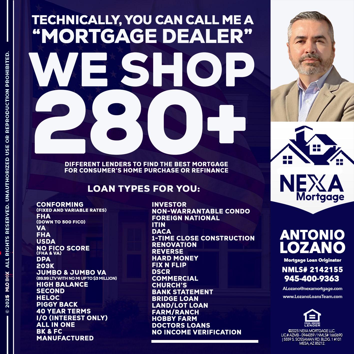 WE SHOP 280 + - Antonio Lozano -Mortgage Loan Originator