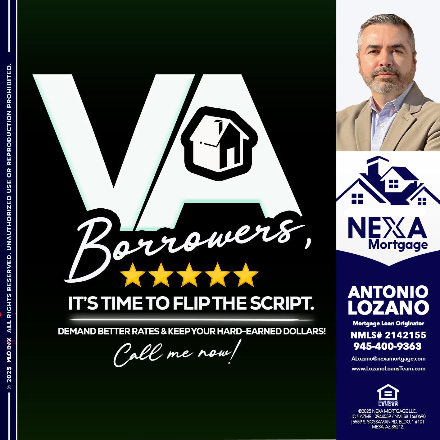 VA BORROWERS - Antonio Lozano -Mortgage Loan Originator