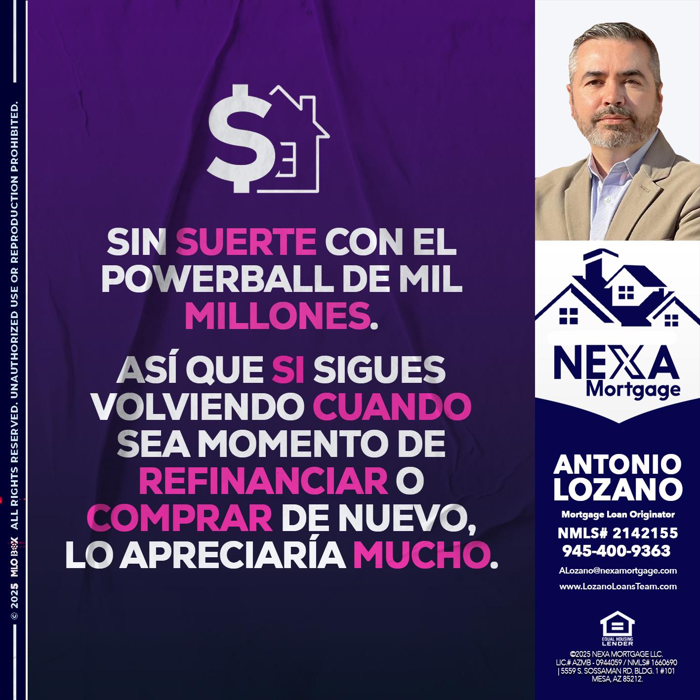 SIN SUERTE - Antonio Lozano -Mortgage Loan Originator