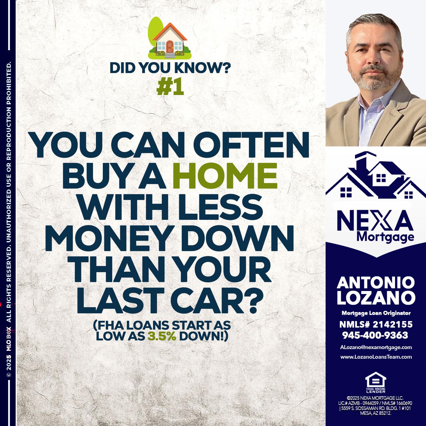 DID YOU KNOW #1 - Antonio Lozano -Mortgage Loan Originator