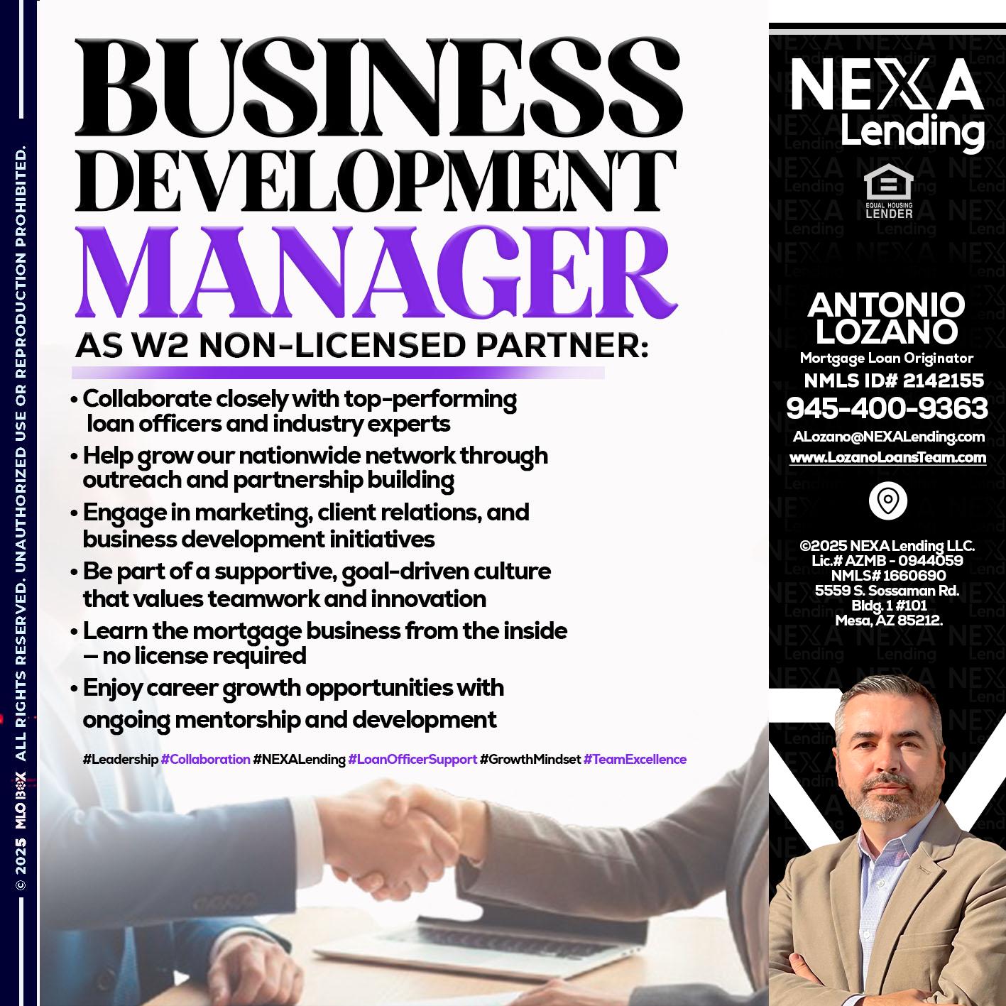 business development - Antonio Lozano -Mortgage Loan Originator