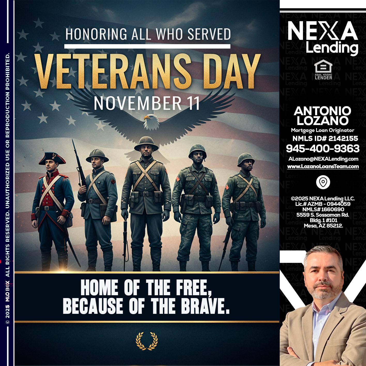 Veterans Day - Antonio Lozano -Mortgage Loan Originator