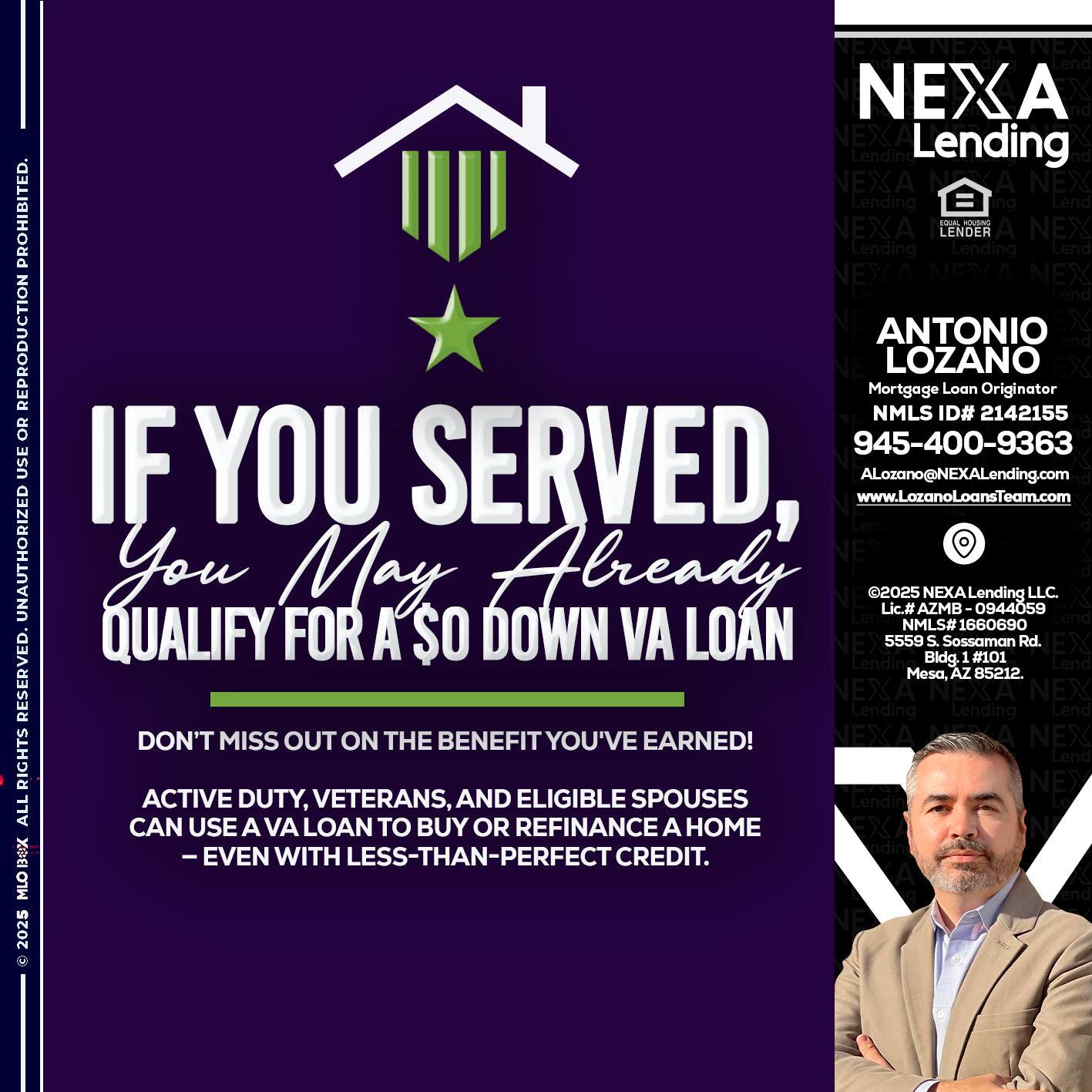 IF YOU SERVED - Antonio Lozano -Mortgage Loan Originator