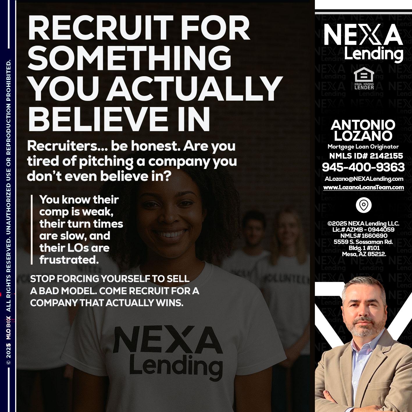 RECRUITING - Antonio Lozano -Mortgage Loan Originator