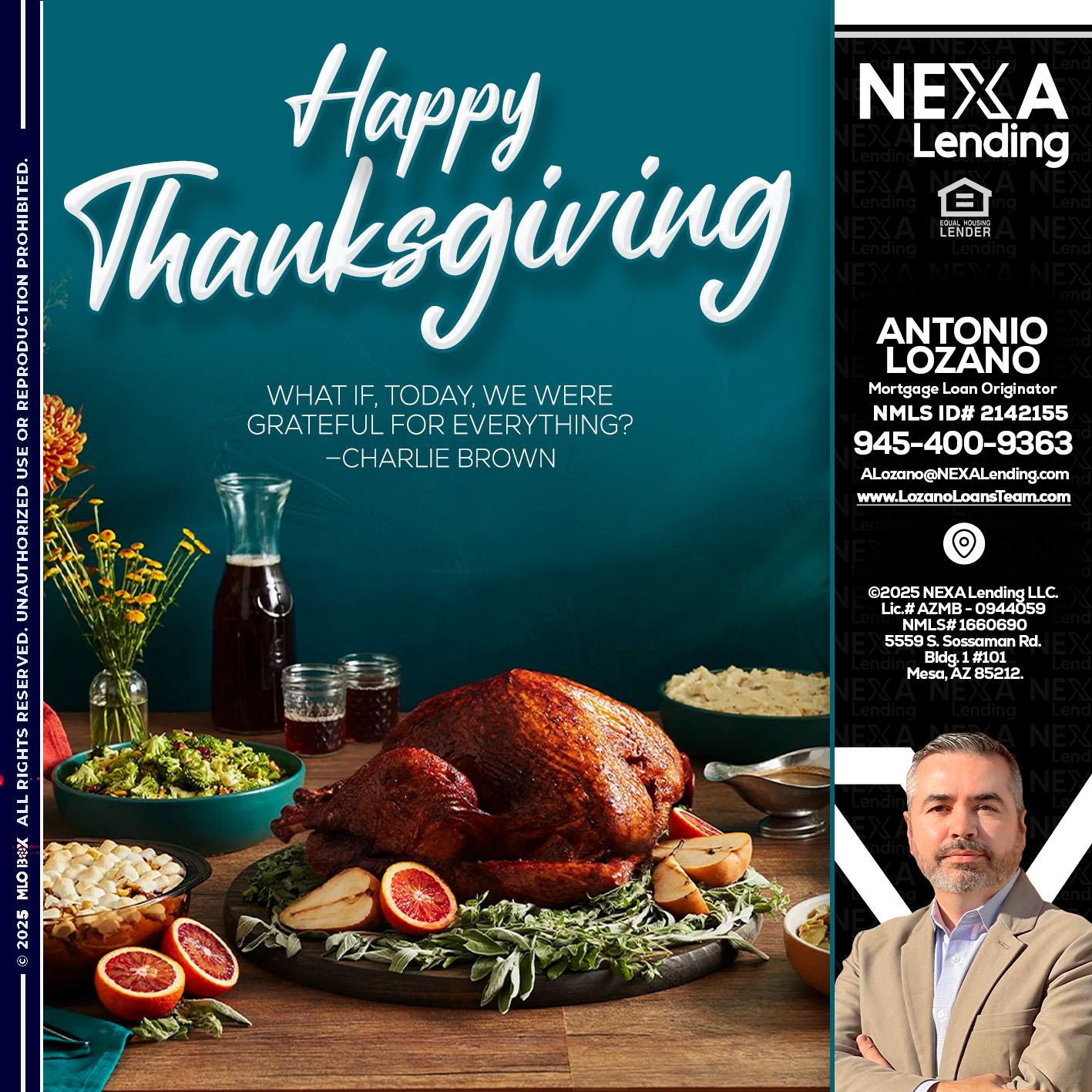 happy Thanksgiving - Antonio Lozano -Mortgage Loan Originator