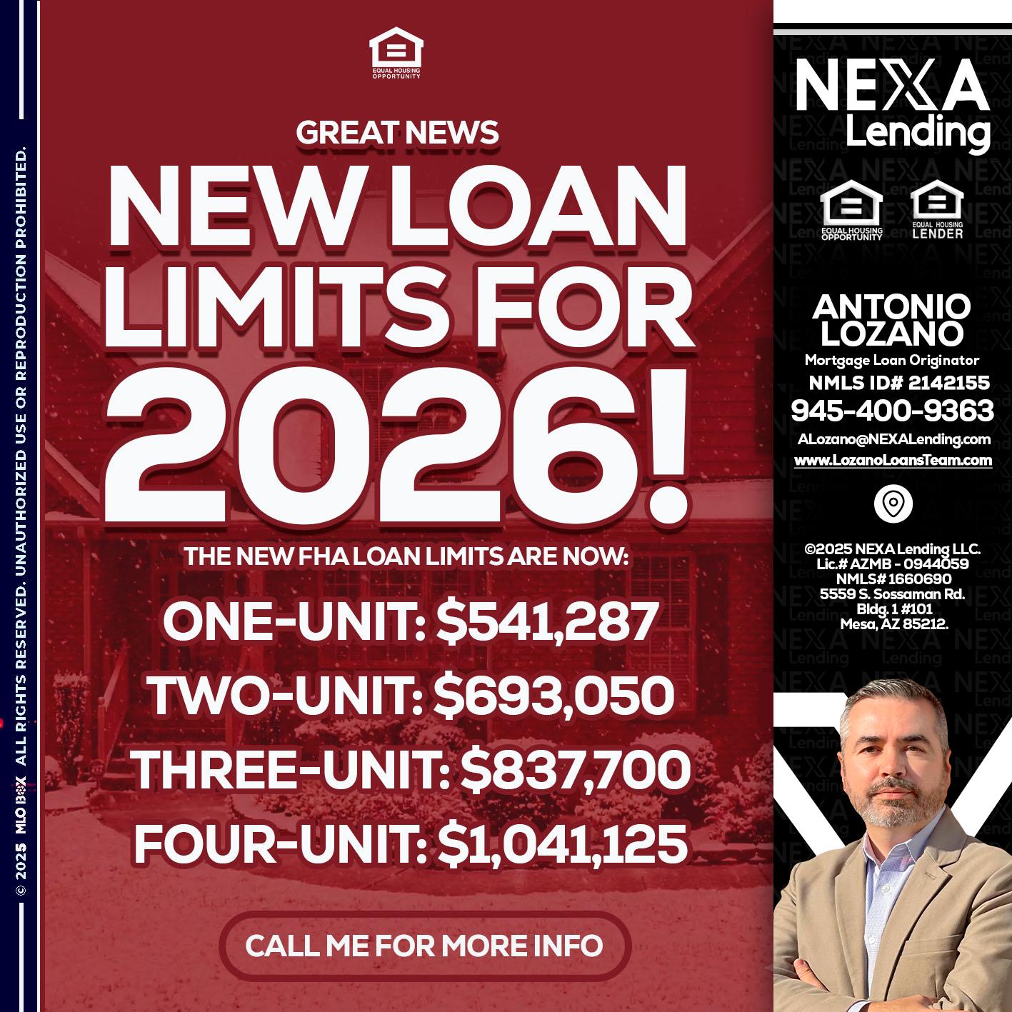 loan limits - Antonio Lozano -Mortgage Loan Originator