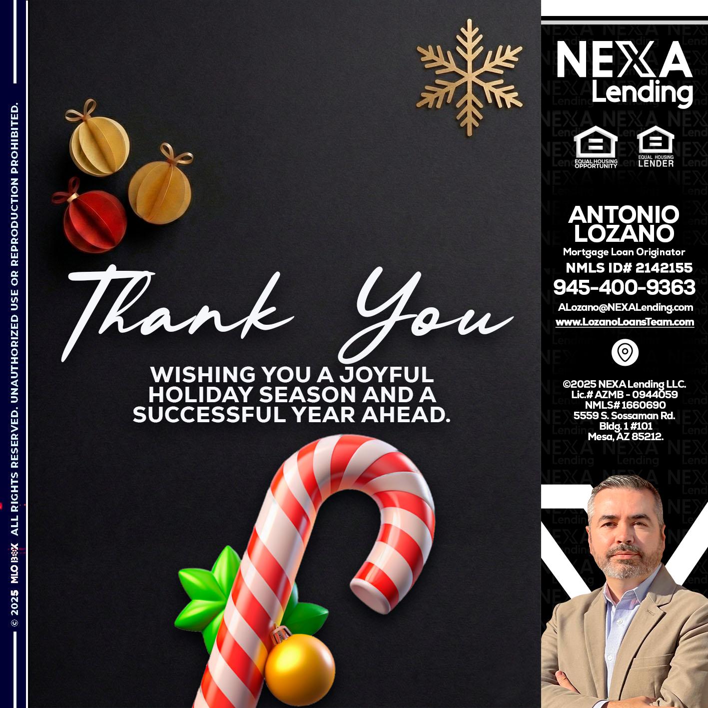 THANK YOU - Antonio Lozano -Mortgage Loan Originator