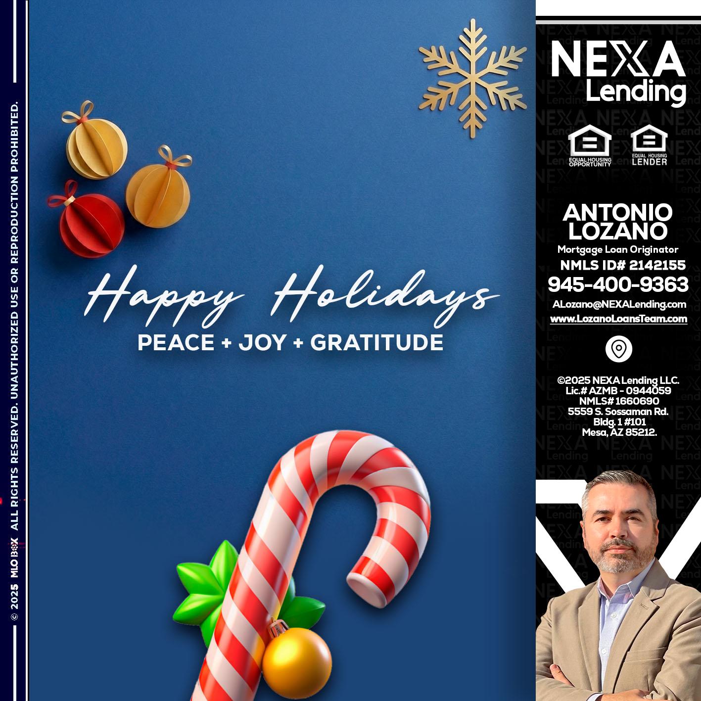 HAPPY HOLIDAYS - Antonio Lozano -Mortgage Loan Originator