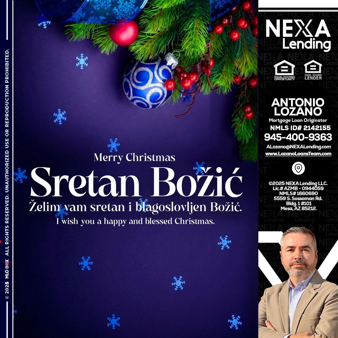 Sretan Božić - Antonio Lozano -Mortgage Loan Originator