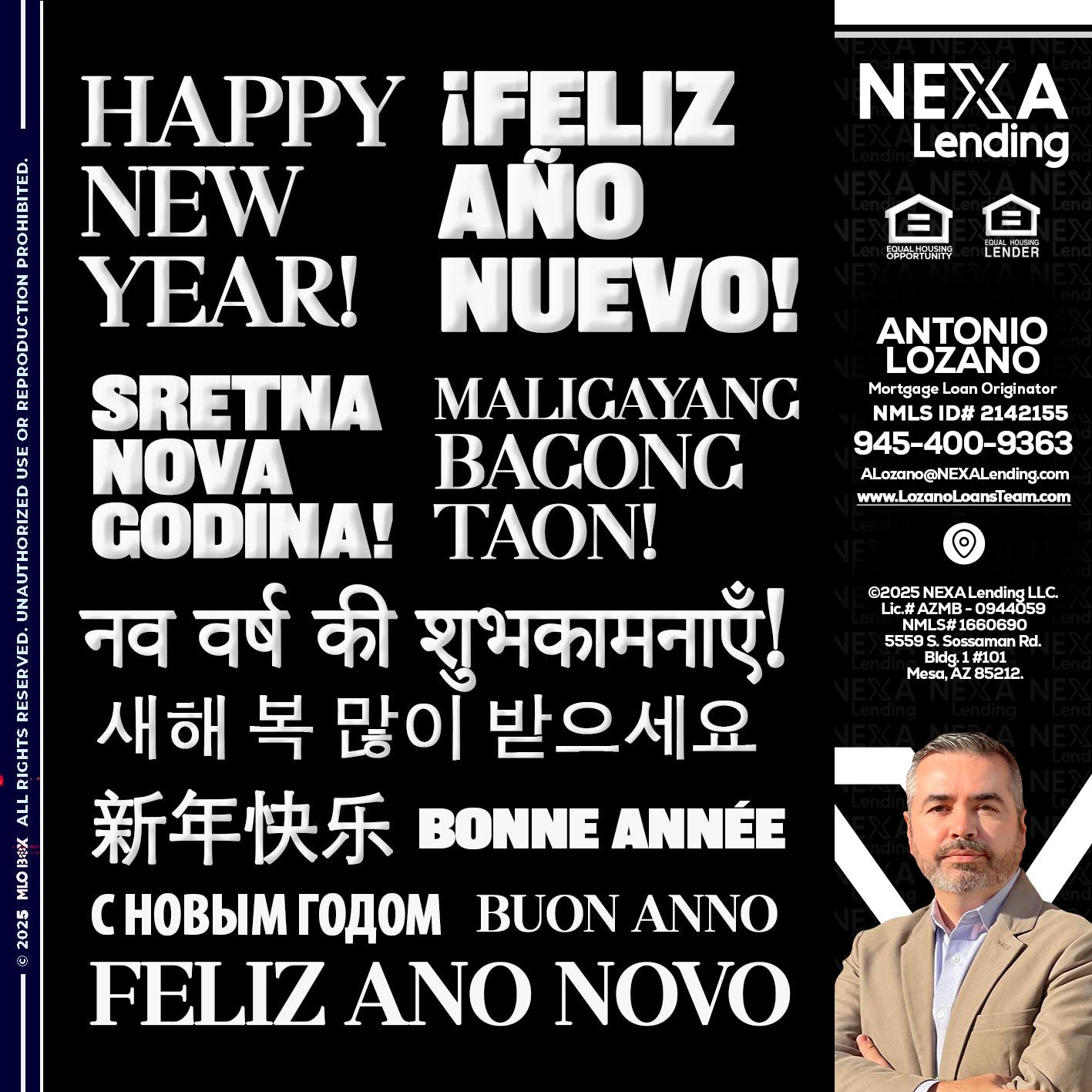 HAPPY NEW YEAR - Antonio Lozano -Mortgage Loan Originator