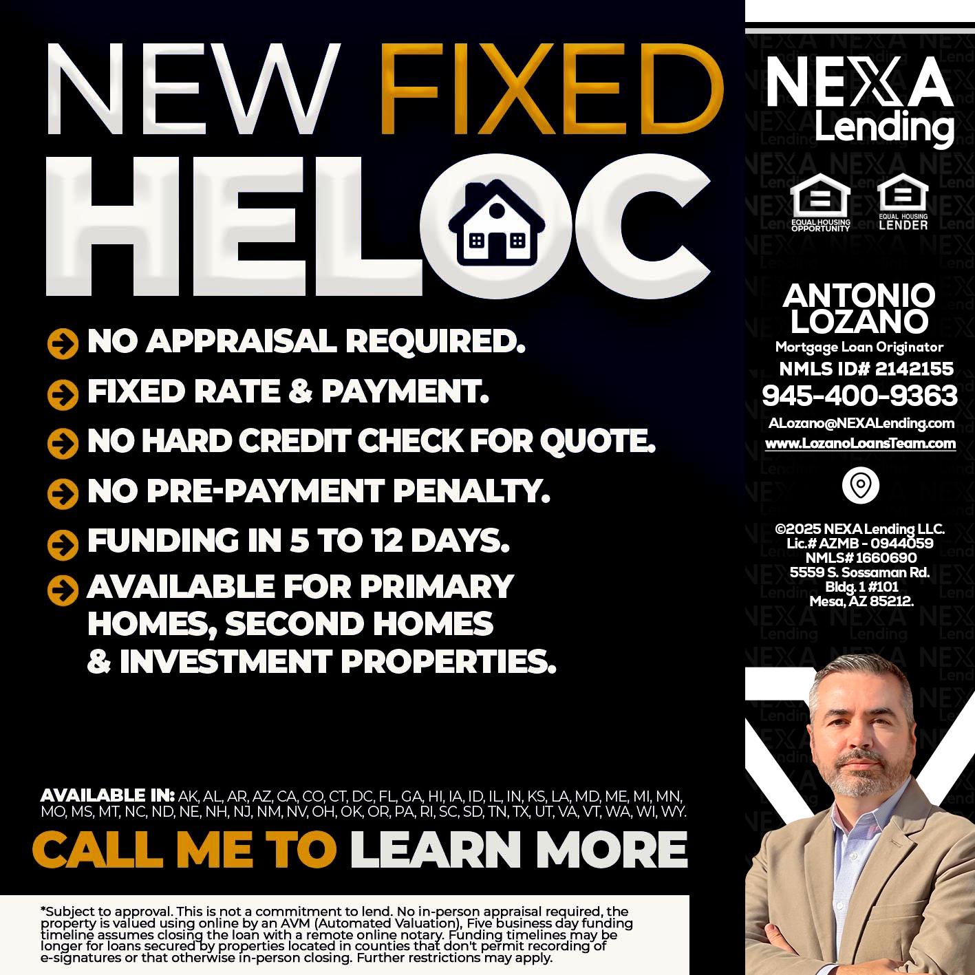 HELOC - Antonio Lozano -Mortgage Loan Originator