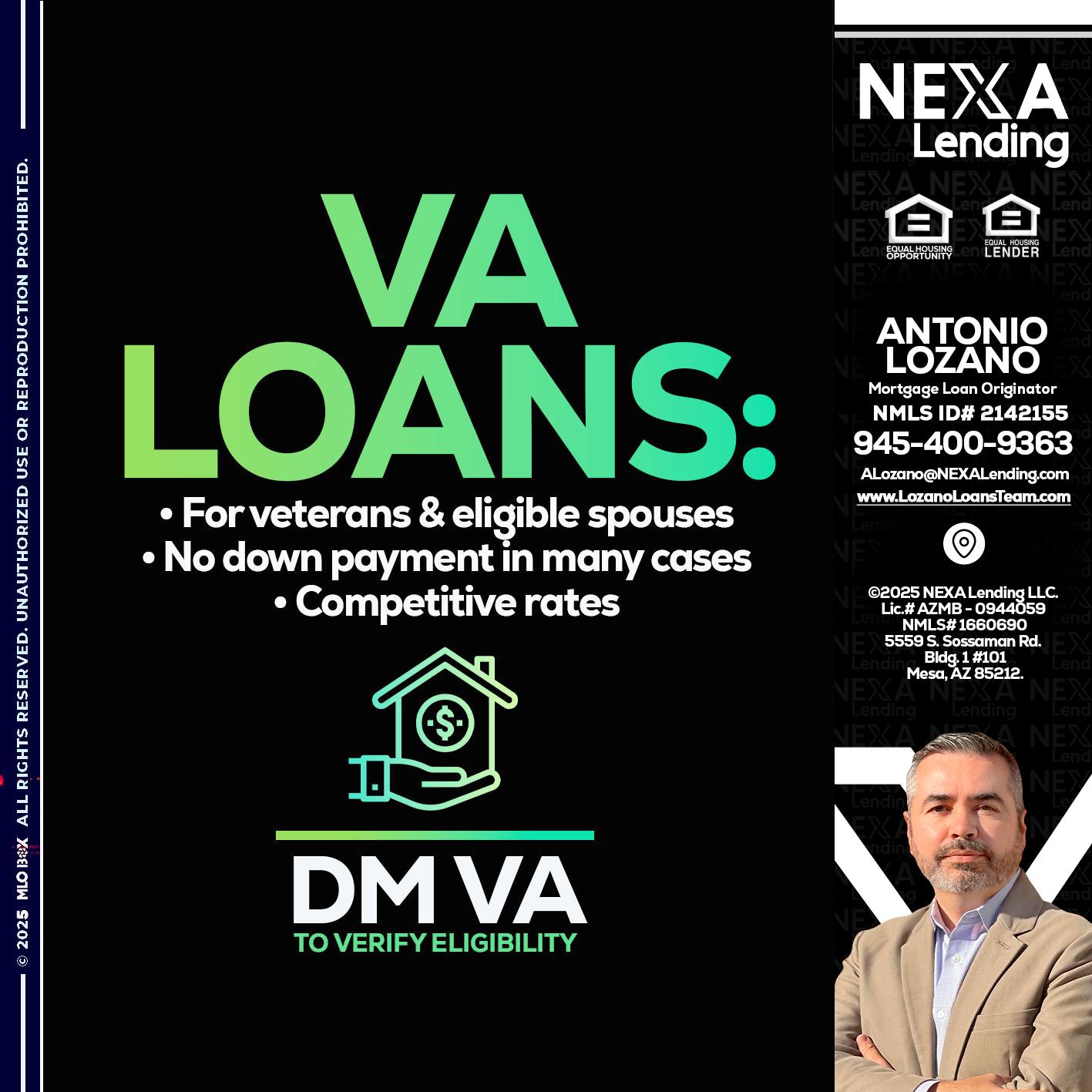 VA LOANS - Antonio Lozano -Mortgage Loan Originator