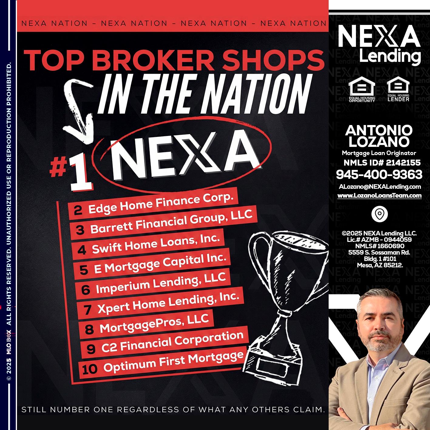 top broker - Antonio Lozano -Mortgage Loan Originator