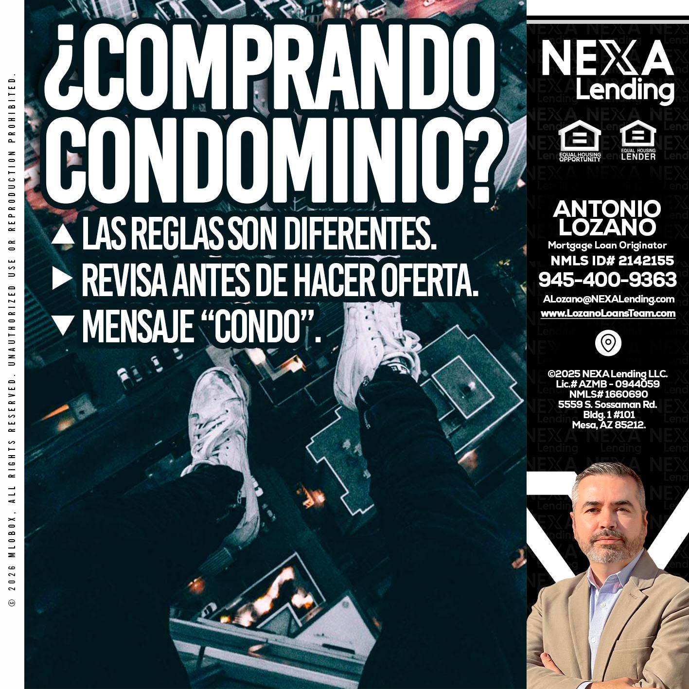 COMPRANDO CONDOMINIO? - Antonio Lozano -Mortgage Loan Originator
