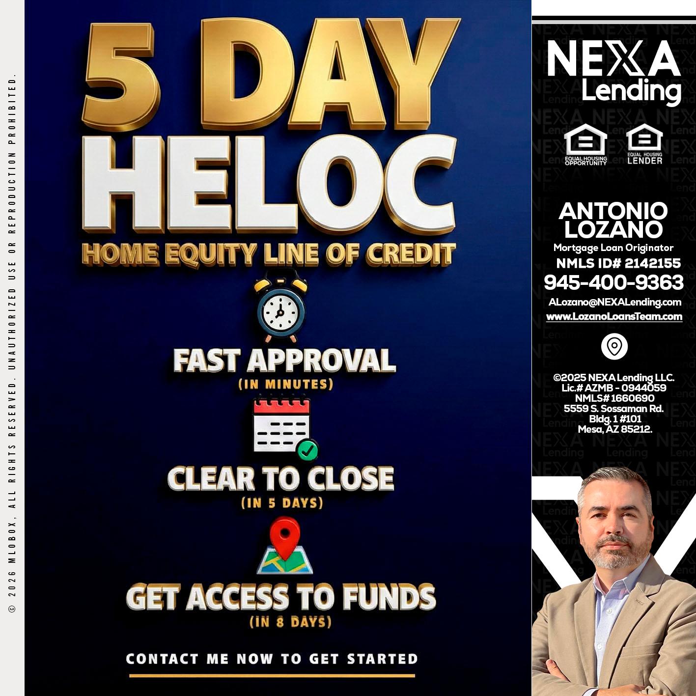 5 day hello - Antonio Lozano -Mortgage Loan Originator