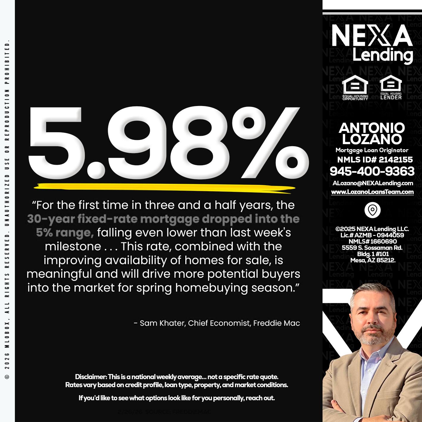 5.98% - Antonio Lozano -Mortgage Loan Originator