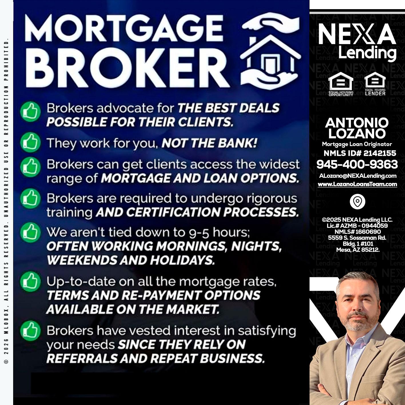 MORTGAGE BROKER - Antonio Lozano -Mortgage Loan Originator