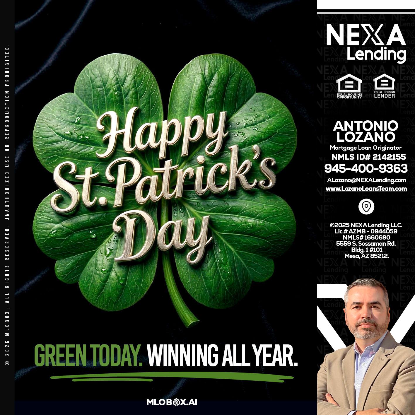happy st. Patricks day - Antonio Lozano -Mortgage Loan Originator