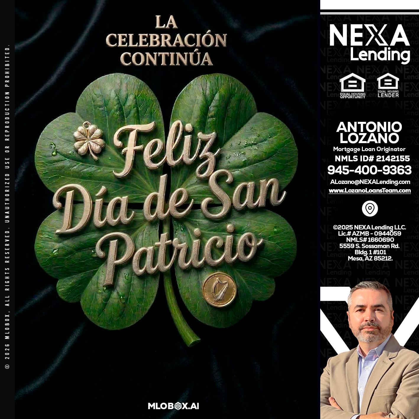 FELIZ DIA DE SAN PATRICIO - Antonio Lozano -Mortgage Loan Originator