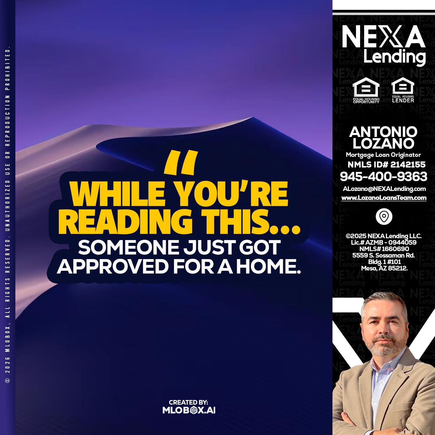 WHILE YOU - Antonio Lozano -Mortgage Loan Originator