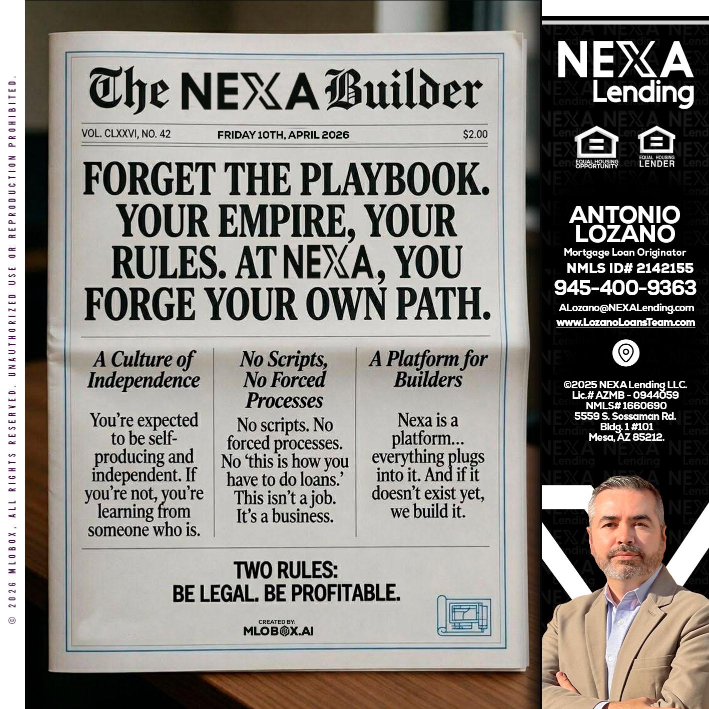 THE NEXA BUILDER - Antonio Lozano -Mortgage Loan Originator