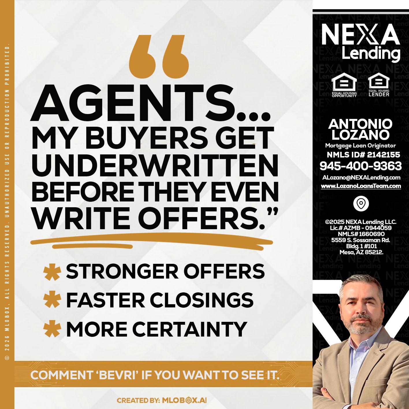 agents - Antonio Lozano -Mortgage Loan Originator