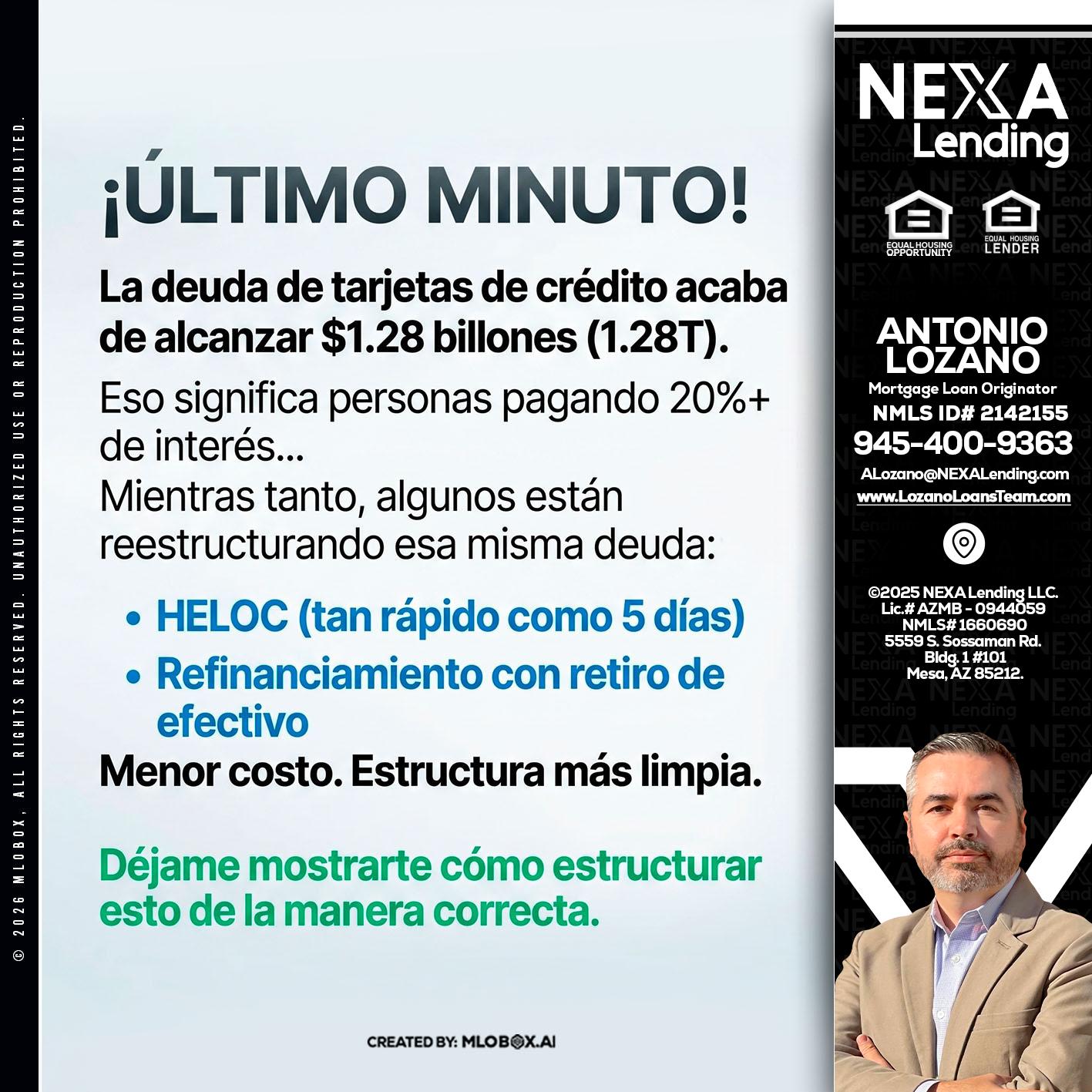 ultimo minuto - Antonio Lozano -Mortgage Loan Originator