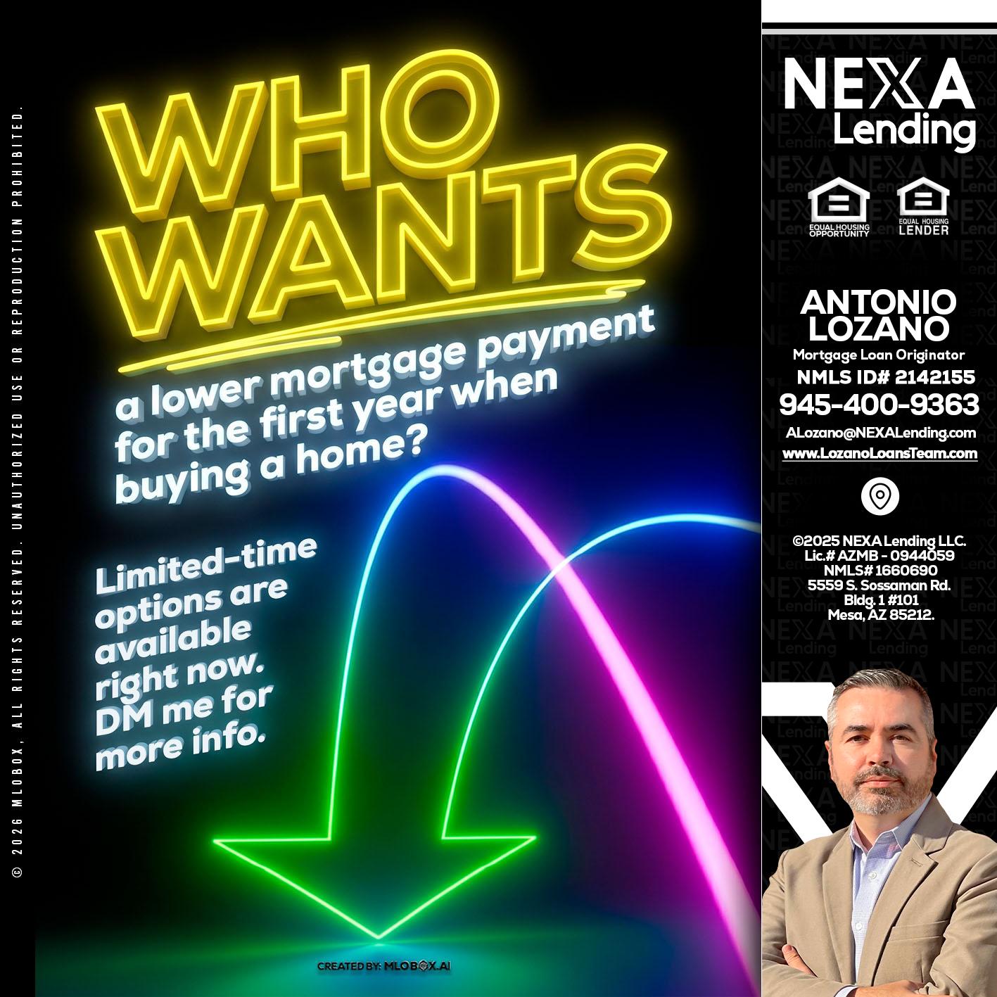 WHO WANTS - Antonio Lozano -Mortgage Loan Originator