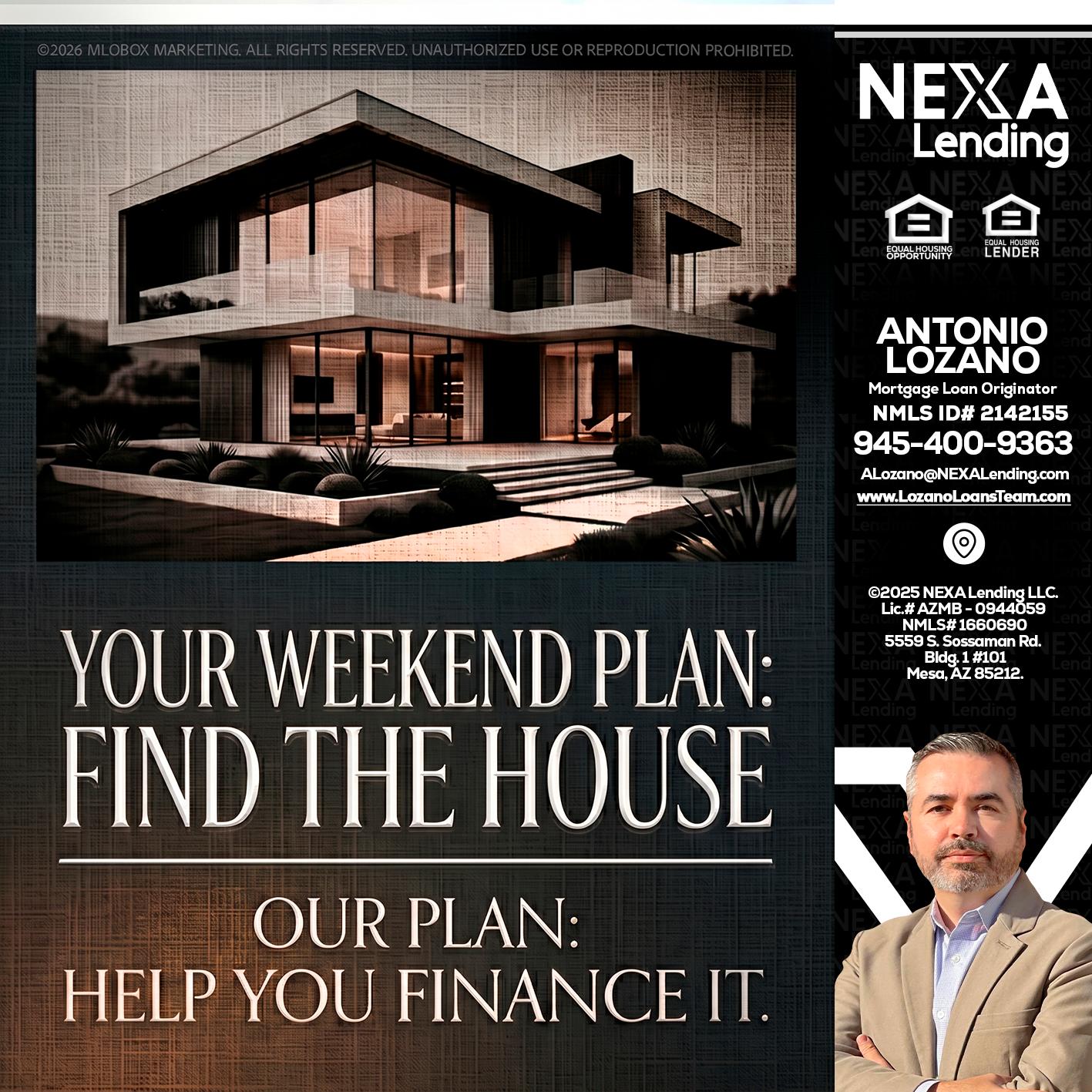 YOUR WEEKEND PLAN - Antonio Lozano -Mortgage Loan Originator