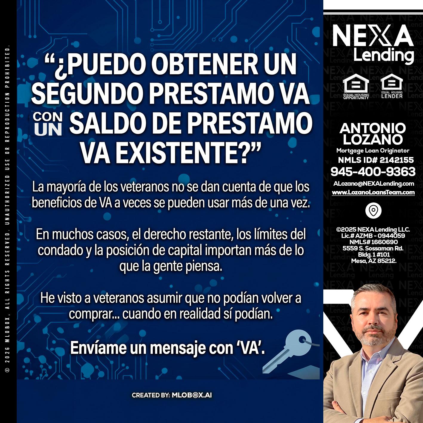 PUEDO OBTENER UN PRESTAMO VA - Antonio Lozano -Mortgage Loan Originator