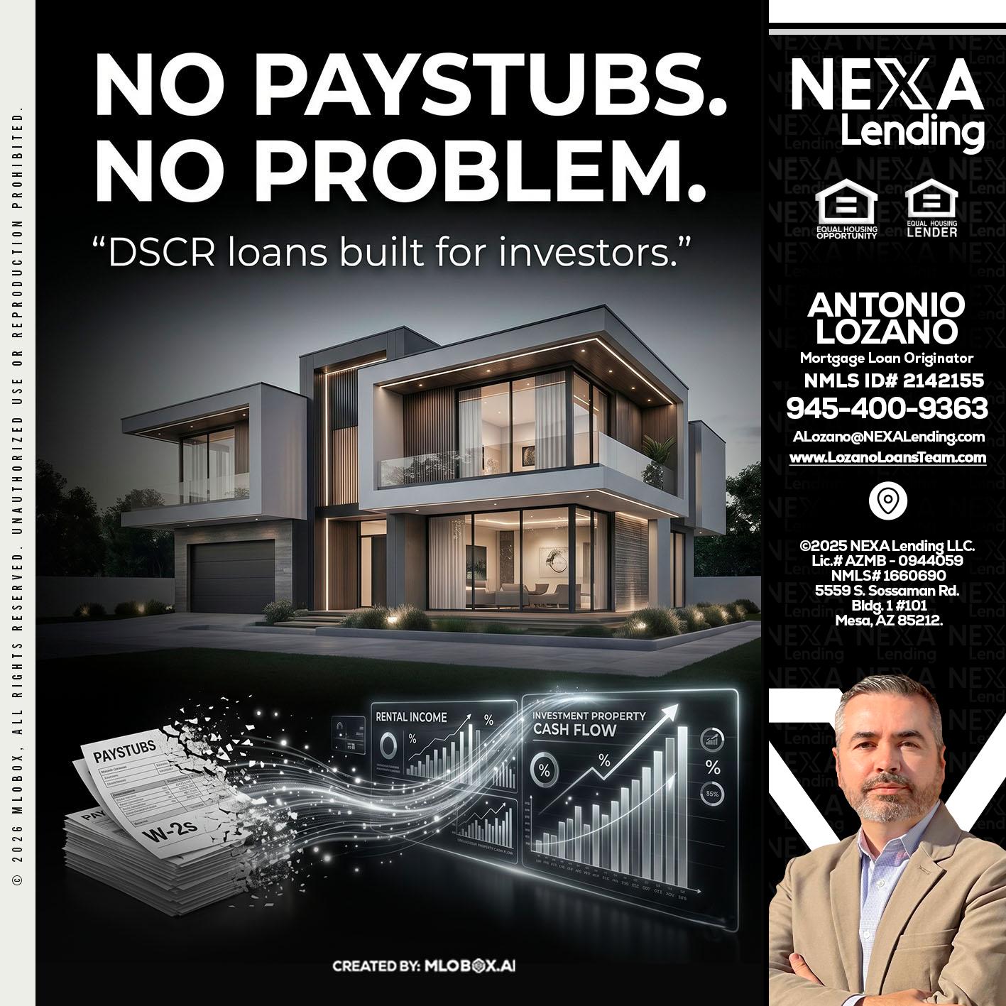 no paystub - Antonio Lozano -Mortgage Loan Originator