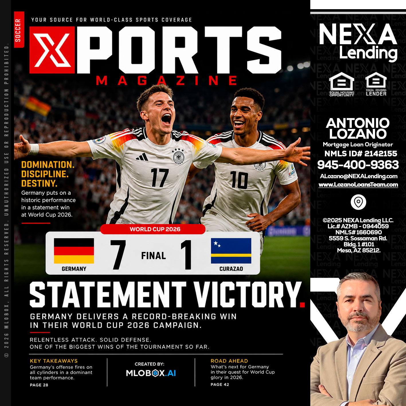 GERMANY VS CURASSAO (7-1) - Antonio Lozano -Mortgage Loan Originator