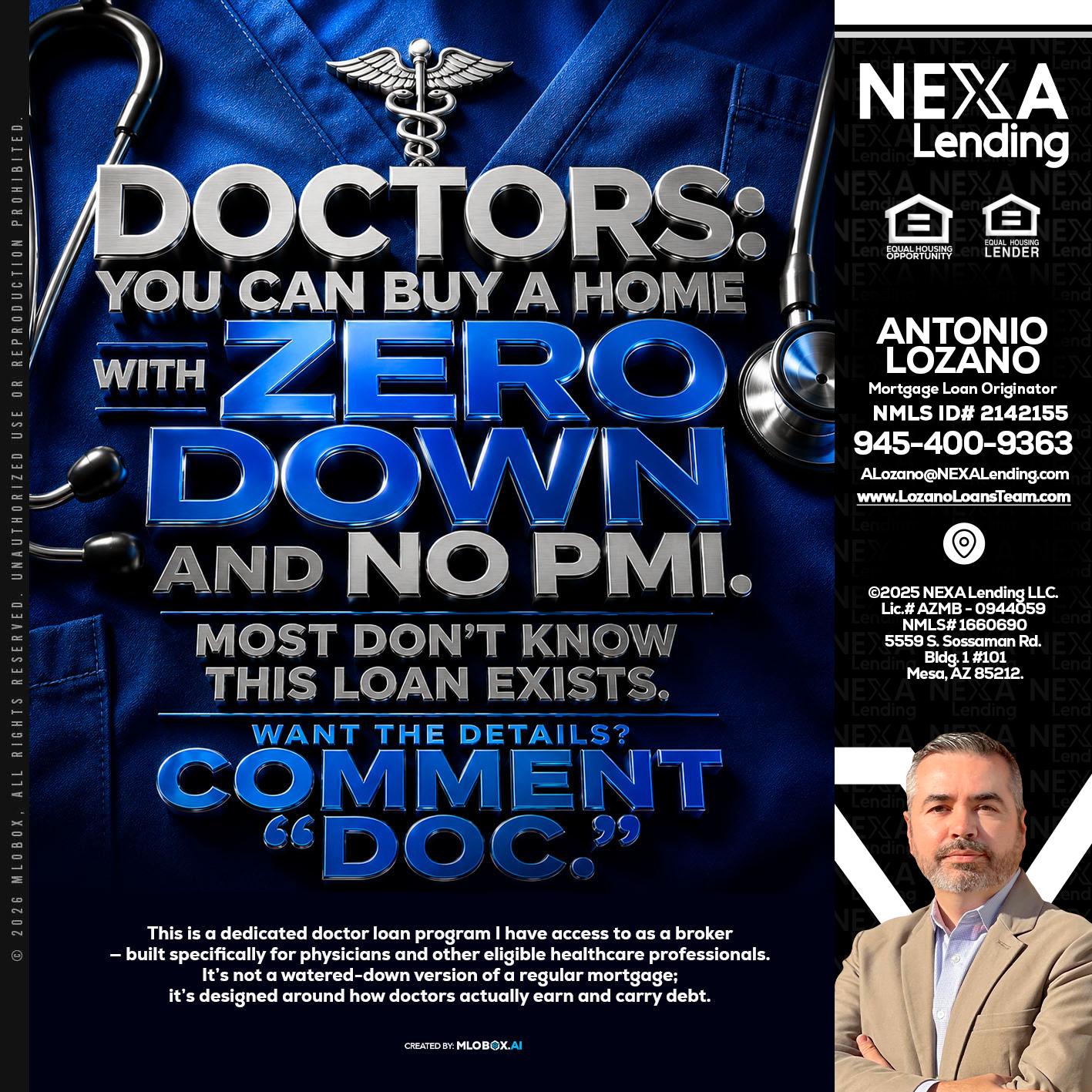 DOCTORS YOU CAN BUY - Antonio Lozano -Mortgage Loan Originator