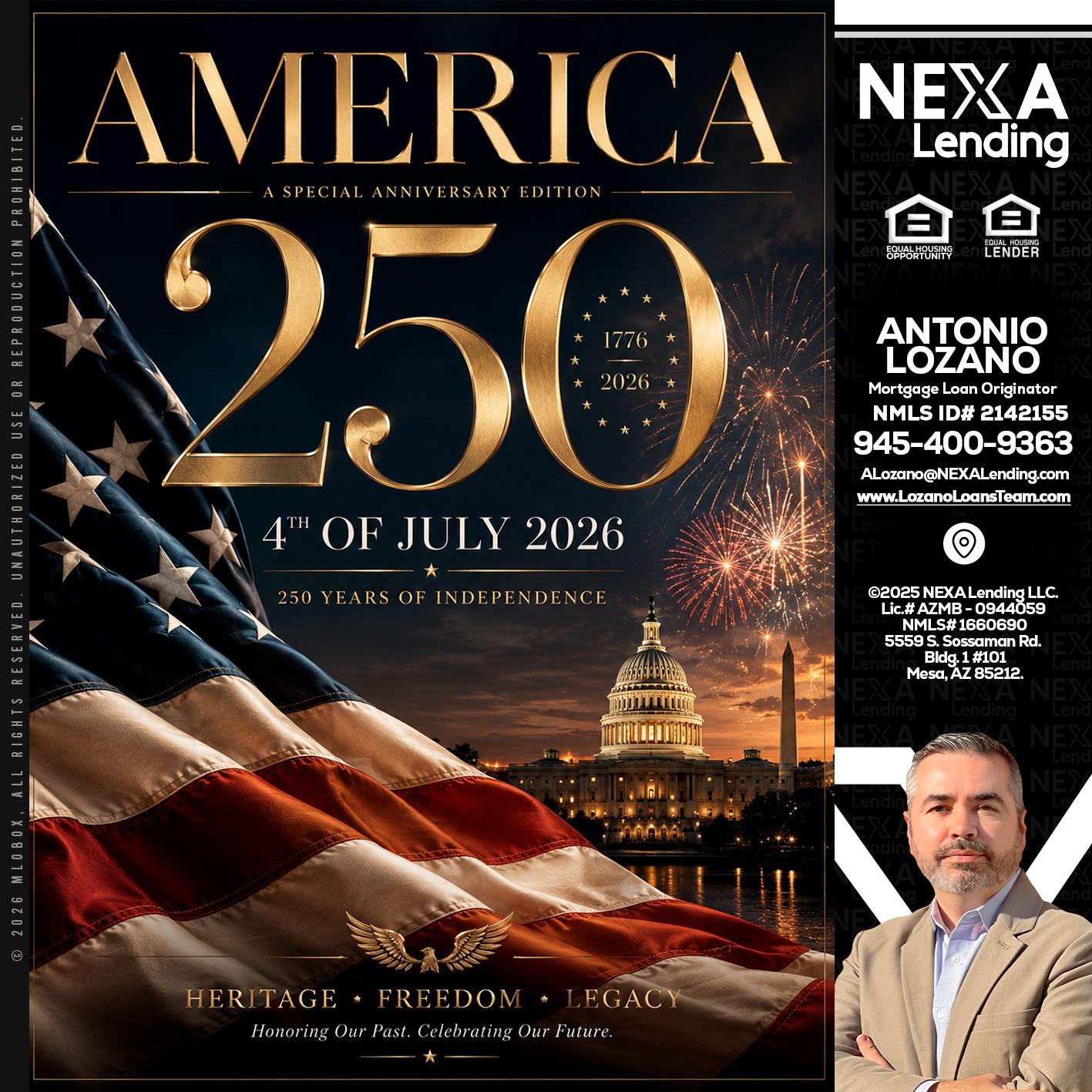 AMERICA 250 TH - Antonio Lozano -Mortgage Loan Originator