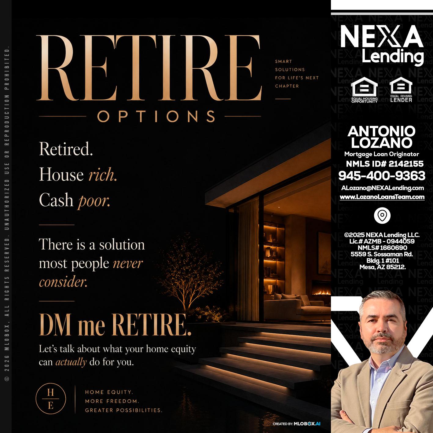 RETIRE LOANS - Antonio Lozano -Mortgage Loan Originator